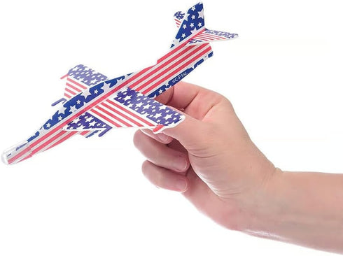 12 Lot Of Assorted Patriotic Theme Holographic Plane Glider Toys
