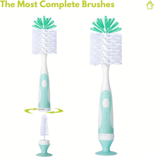 2 Pack Baby Bottle Brush with 4 Pack Straw Brushes, 10.2" Nylon Brush with Nipple Cleaner, Pink