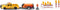 Siku 3505, RAM 1500 Pick-Up with Compressor Trailer, 1:50, Metal/Plastic, Yellow/Orange, Incl. barriers