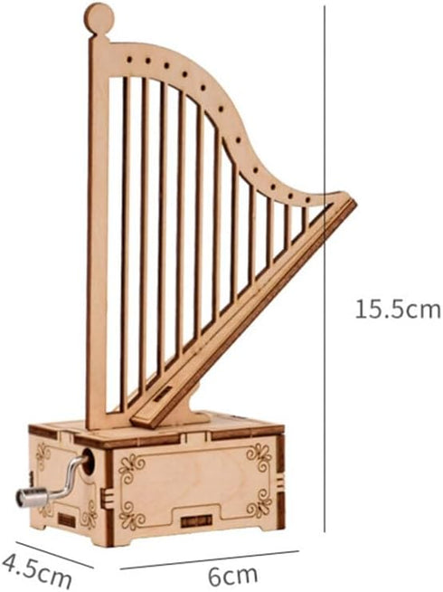 ibasenice Wooden Harp Model, 2 Pcs Box 3D Puzzles for Kids, DIY Music Box Ornament