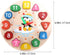 Clock Toy Wooden Teaching Clock, Penguin Pattern Educational Toys for Toddlers Teaching Time Number Puzzle Stacking.