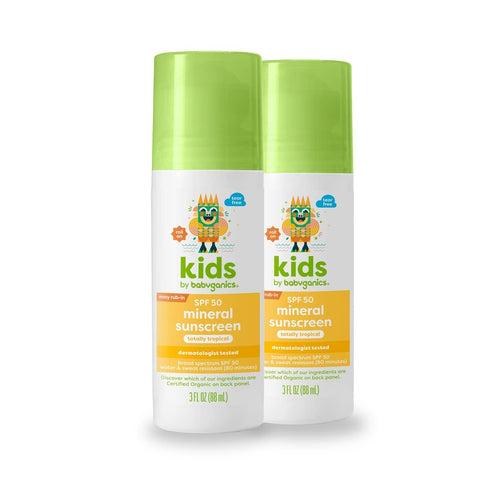 Babyganics SPF 50 Kids Mineral Sunscreen Roller Ball, 3 oz - Totally Tropical, UVA UVB Protection, Water Resistant