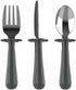 Grabease Toddler Silverware Set - Forks, Spoons and Knives, BPA and Phthalates-Free, Dishwasher Safe, Gray
