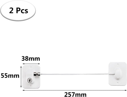 Upgrade 2025 Window Door Lock, 2Pcs Adhesive Cable Restrictor with Keys, Baby Child Safety Anti-Theft Lock