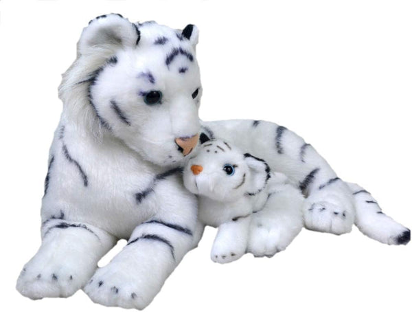 Wild Republic Mom & Baby White Tiger Plush, Stuffed Animal, Plush Toy,
