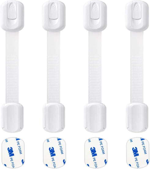 Socub 4 Pack Child Safety Cabinet Strap Locks, Multi-Use Latch with Strong Adhesive Pads for Cabinets and Drawers
