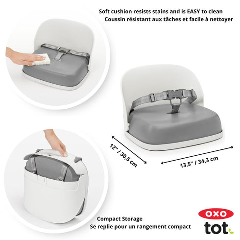 OXO Tot Gray Booster Seat with Safety Straps