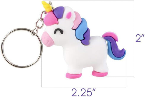 ArtCreativity Set of 12 Unicorn Rubber Keychains, Fun Key Chains for Kids, Birthday Party Favors, Goodie Bag Fillers