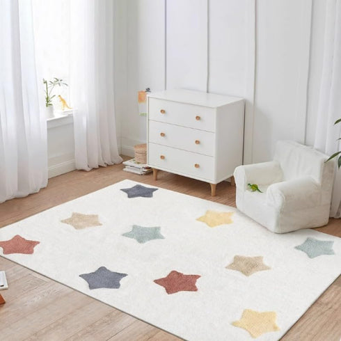 Poowe -4Ft 6Ft Large ABC Rug for Kids Room Boy & Girl - Colorful Alphabet Circle Area for Playroom, Nursery, Classroom