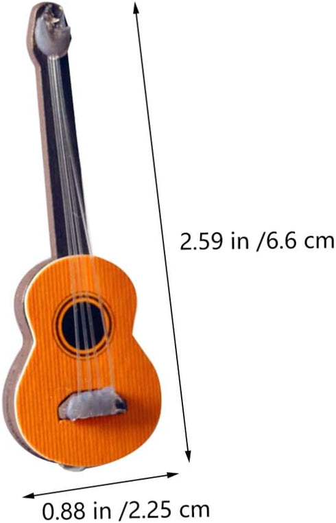Toyvian 2Pcs Miniature Guitar Dollhouse Mini Musical Instrument Wood Bass Guitar Model Ornament for Fairy Garden Accessories Kids Play Toys Birthday Gifts Random Color