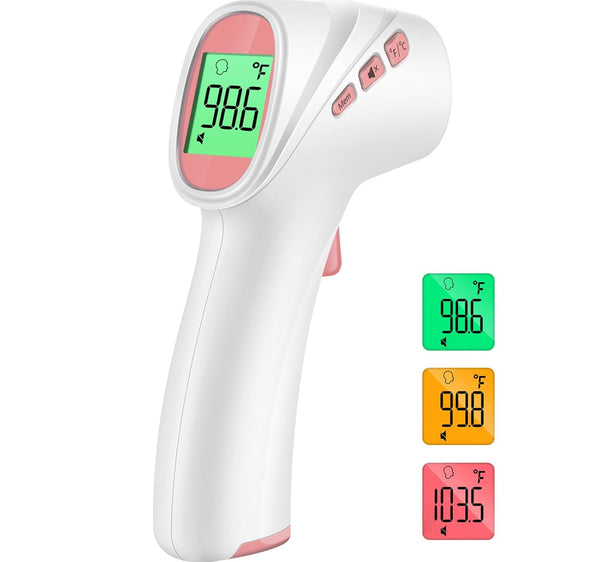 No-Touch Infrared Digital Forehead Thermometer for Adults, Kids & Babies, LCD Backlight Display with Fever Alarm