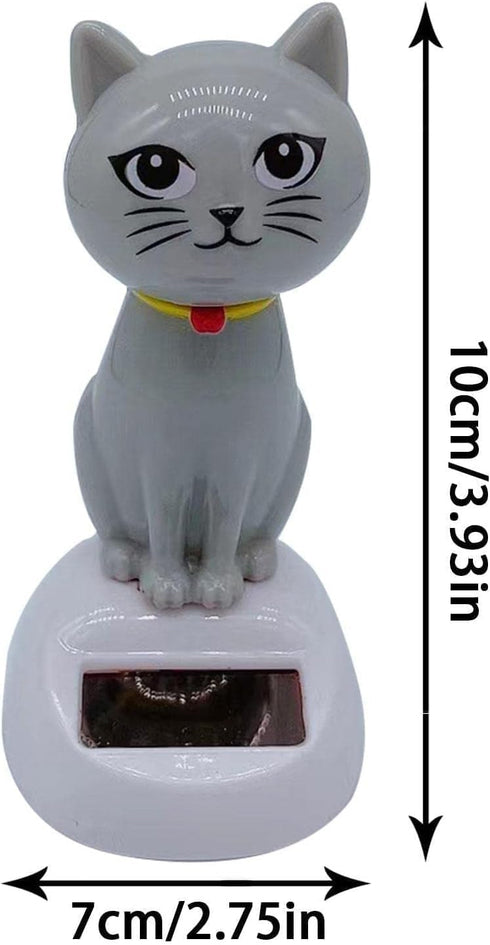 Cute Solar Powered Dancing Cat Doll Figure, Swinging Solar Toy, Car Dashboard Decoration