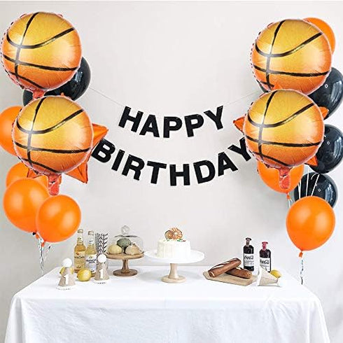 10pcs Basketball Balloons 18inch, Aluminum Foil Sports Mylar Balloons for Basketball Birthday Party Decorations