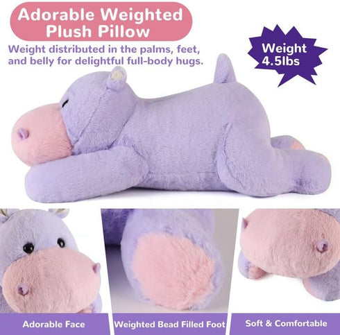 22 Inch 4.5 (22" 4.5 lbs) meowtastic Hippo Weighted Stuffed Animals - Pounds Weighted Plush Hippo Stuffed Animals - Big