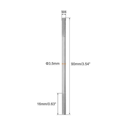 MECCANIXITY 304 Stainless Steel Push Rod Connector M4x90mm, Double End Threaded Rod for DIY RC Car, Pack of 5