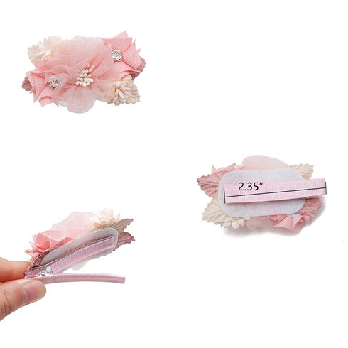 Flower Hair Clips Set for Baby Girl, Lightweight Floral Hair Bow Accessories, 3pcs for Toddler Gifts
