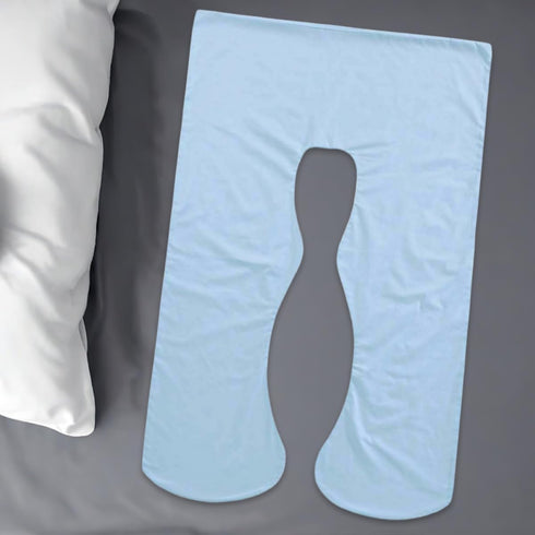 U-Shape Pregnancy Support Pillow Case Multi-Functional Body Cushion Cover for Side Sleeping Durable Washable Sky Blue