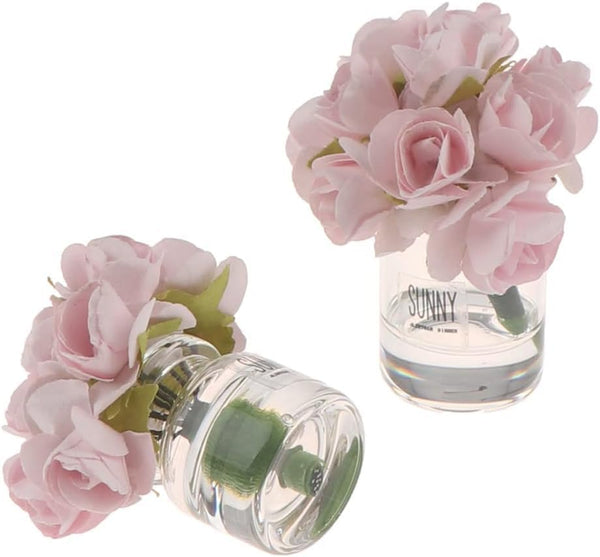 Zhuluck 2 Pcs Dollhouse Miniature Flowers Dollhouse Mini Vase with Flower Dolls House