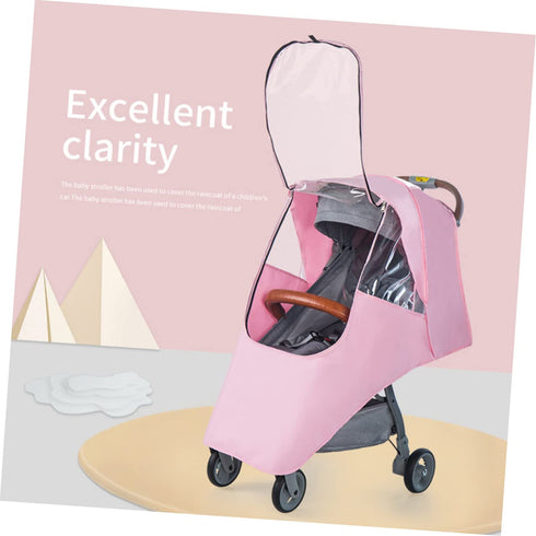 Spittle-proof Pink Baby Stroller Rain Cover, Windproof Umbrella Car Cover