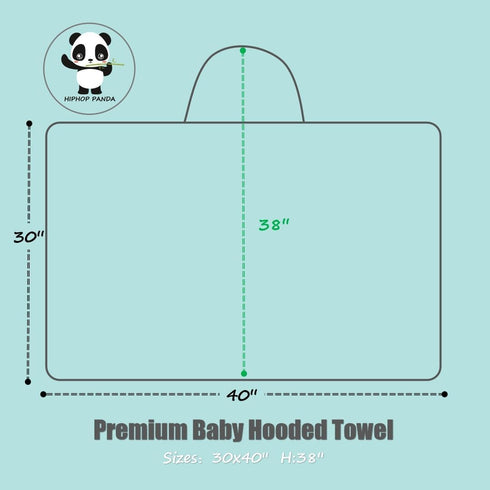 30 40 Inch HIPHOP PANDA Hooded Towel - Rayon Made from Bamboo, Bath Towel with Bear Ears for Newborn, Babie, Toddler