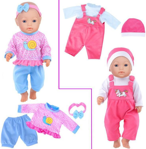 10 Sets 14-17 Inch iBayda Baby Doll Clothes and Accessories Include Rompers Outfits Hat Headbands for New Born Baby
