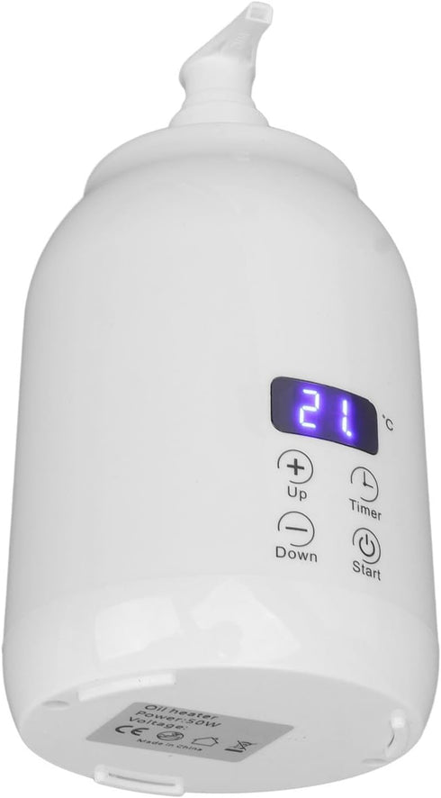Semme Temp Control Oil Warmer,Massage Oil Heater, Portable ABS Bottle Warmer with LED Display for Essential Oil Lotion