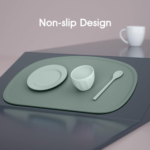 Set 3 Set 6 Cuddle Campus of Silicone Placemats with Raised Edges for Kids,Toddlers,Babies, Non-Slip Dinning Table Mat