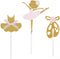 24 Pack of Glitter Gold Ballerina Ballet Slippers Cupcake Toppers for Birthday Party, Baby Shower Decoration
