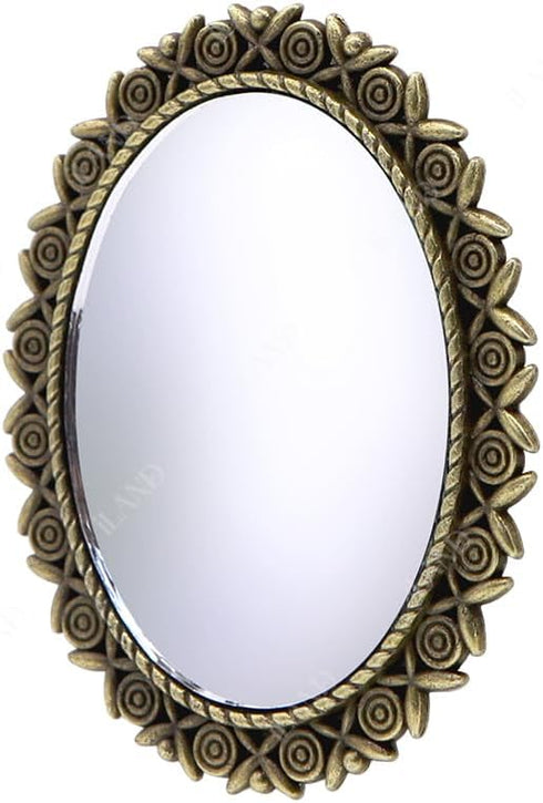 1:12 2pcs iLAND Dollhouse Mirrors, Miniatures Dollhouse Accessories on Scale, Metal Framed Glass Mini Mirror w/Rose