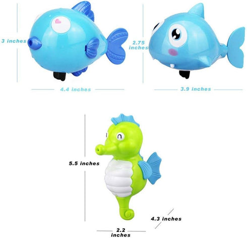 Floating Wind-up Bath Water Toys - 6 Pcs Sea Animal Bath Toy Set for Kids and Toddlers, Bathtub Playset