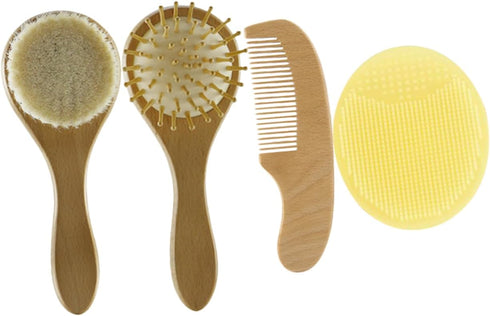 YARNOW Hair Brush and Comb Set Silicone Bath Scrubber for Newborns Soft