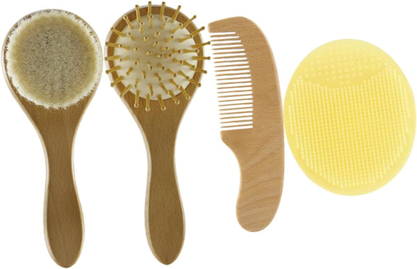 YARNOW Hair Brush and Comb Set Silicone Bath Scrubber for Newborns Soft