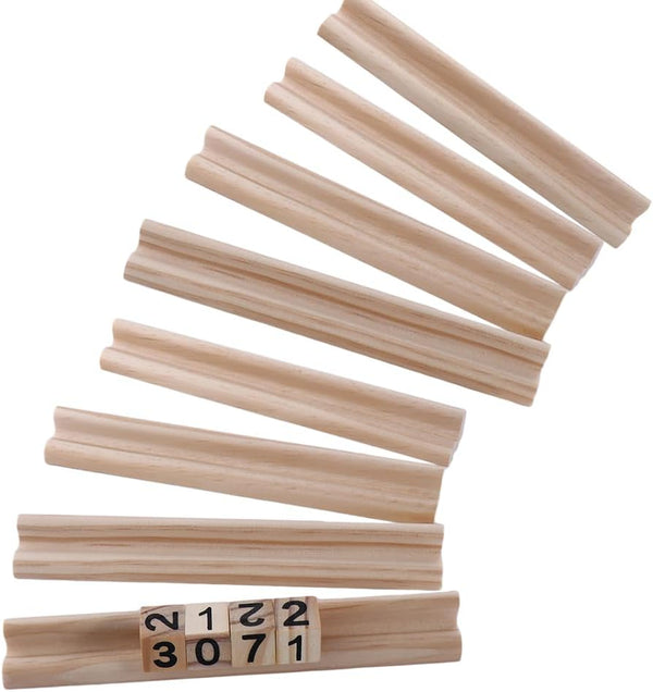 Vctitil 8 Pack Wooden Domino Trays,Domino Racks,Wooden Scrabble Tile Holder,Word Tray,7.48x0.9x0.7inch, for