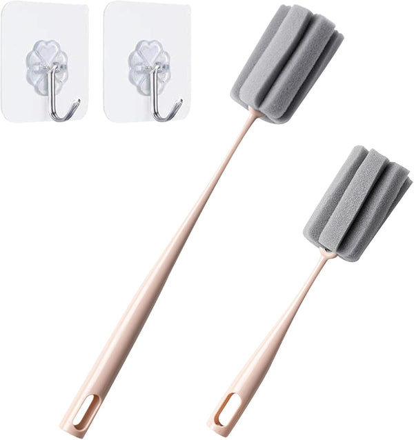 Sponge Bottle Brush 2PCS Long Handle Bottle Brush Wine Glass Cleaner Cup