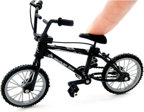 Jizlan 1/18 Black Diecast Bike Action Figure Toy,Mini Finger Mountain Bike Bicycle Art Crafts Desktop Decor Finger