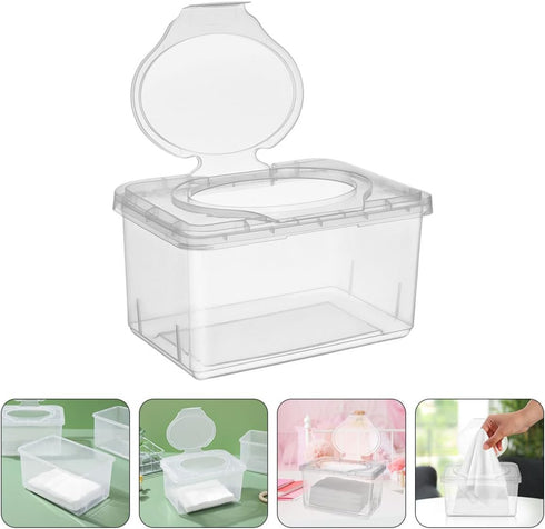 HAKIDZEL 4pcs Refillable Wipes Dispenser Container with Lid Dustproof Pp Plastic Wipe Storage Box for Home and Travel