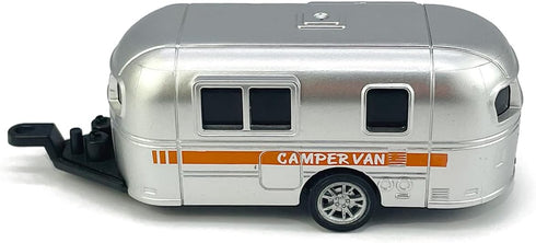 3 4 5 6 7 Vintage Blue Pickup Truck Trailer Towing Toy Camper RV Motorhome Toys for Boys Diecast Model Car Metal Pull