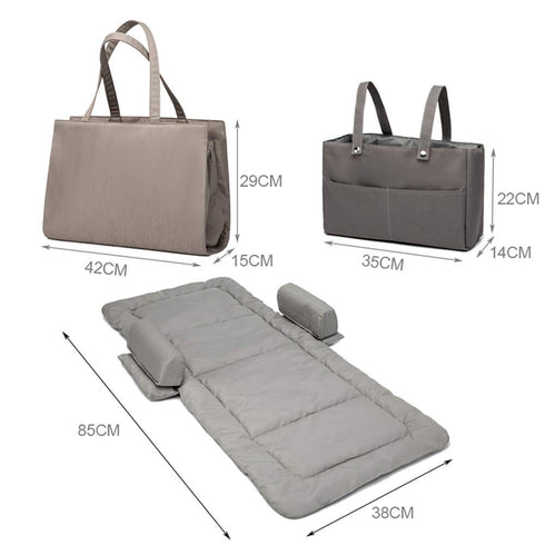 CFUN 3 1 in Universal Infant Travel Tote Bag Folding Sleeping Pad Diaper Shoulder Handbag for Baby Care (Silver Grey)