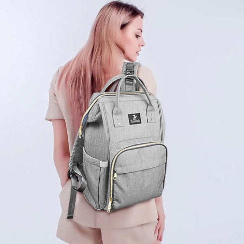 ZOUNICH Multifunction Waterproof Diaper Bag Backpack, Stylish Nappy Travel Bag with Changing Mat, Gray