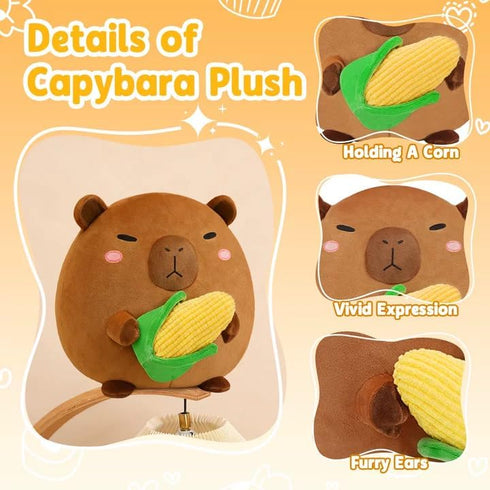 10 inch) BRICHOEE Capybara Plush Toy, Cute Capybara Stuffed Animal Holding Corn, Soft Capybara Plushie Gifts for Girls