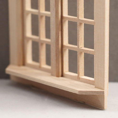 Wooden Window for Dollhouse, Miniature Window Frame, 1:12 Dollhouse Wooden Doors for Craft Decoration