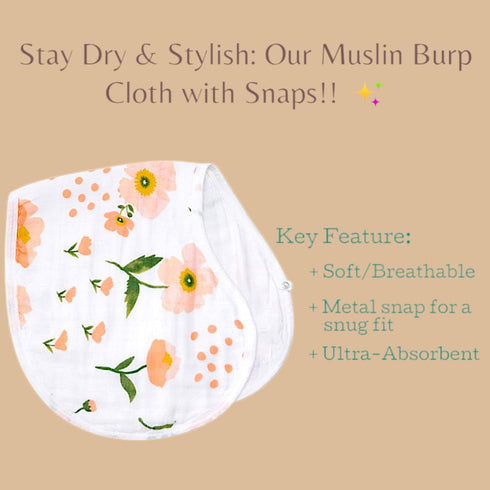 Set 4-Piece Muslin Swaddle Blanket for Baby Newborn Essentials with Swaddle, Burp Cloth & Bibs, Soft Breathable