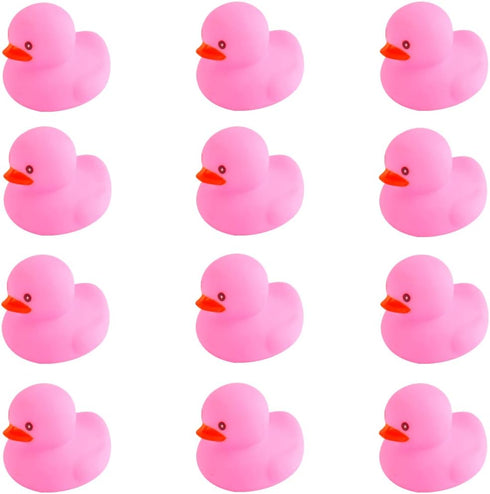 umbresen 12pcs Pink Rubber Ducks, Small Bath Toys for Preschool, Baby Shower, Pool Float, Halloween Party Favors