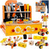 KIDWILL Wooden Tool Bench for Kids - 54-Piece Tool Set with 2-in-1 Workbench & Take-Along Kit, STEM Educational Toy