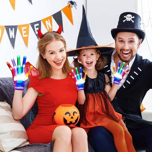 LED Light Up Gloves for Kids and Adults, Rainbow Easter Gifts, Cool Rave Toys for Halloween & Birthday Parties