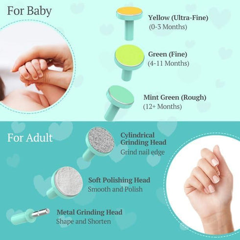 GIFTER Trimmer 6 Electric Nail with Light Clippers File Grinding Heads Whisper-Quiet for Newborns Toddlers and Adults