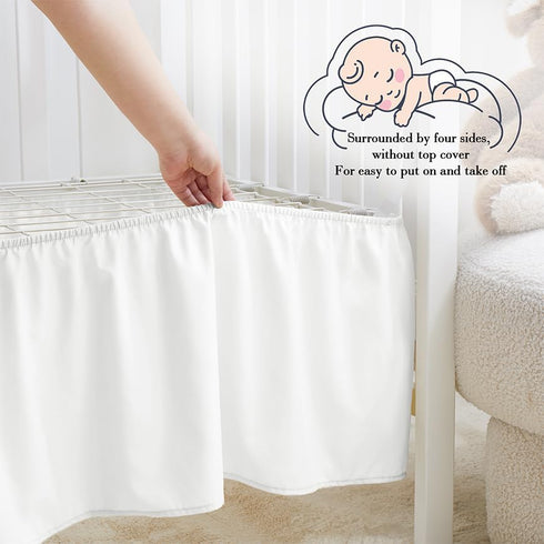 2 Pack Set, 28" 52" 14" Horbaunal Crib Skirt & Crib Bed Sheet White Crib Bed Skirt x with Drop Dust Ruffle, Soft