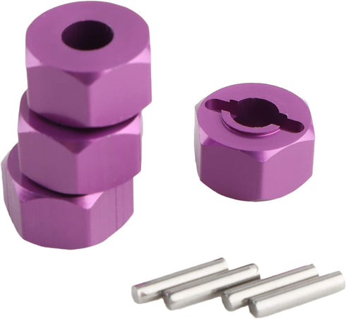 12mm Hex Wheel Hub Mount, Aluminum 7mm Thick with 2x10mm Stub Axle Pins for 1/10 Slash 4x4 (Set of 4)