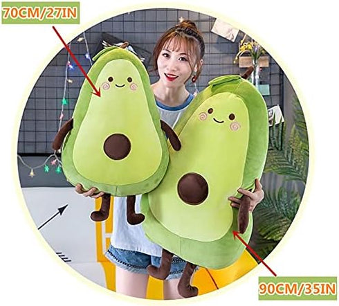 27 Inch Large Green Simulation Avocado Plush Toy Doll, Holiday Warm Gift Plush Toy Pillows (Seated-35Inch)