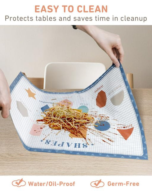 60 Pack 12" 18" 4 Babebay Disposable Placemats for Baby, Sticky Toddler Placemat for Restaurants, Dining Table, Party